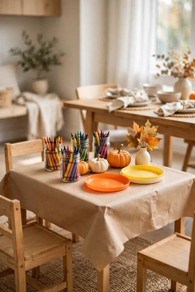 Kids thanksgiving table craft paper