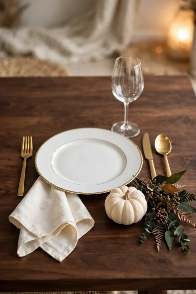 Elegant white gold table setting