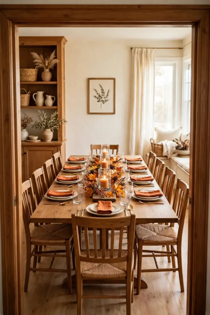 Family dining room table view