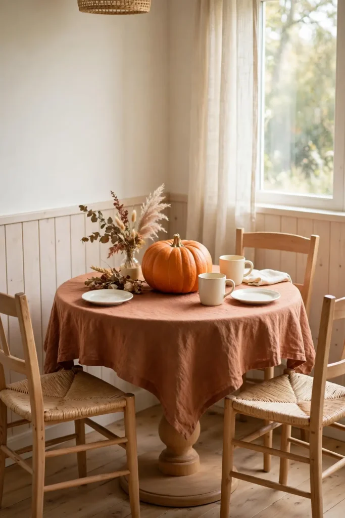 Small round table fall decor