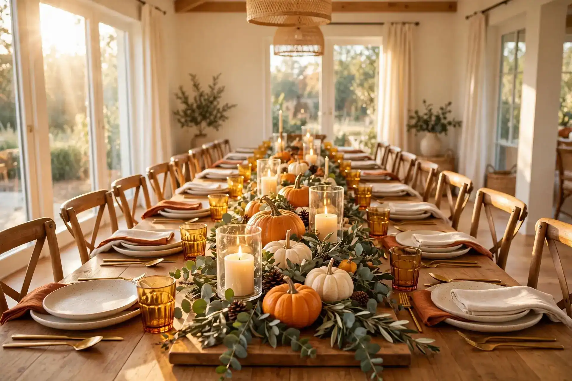Warm thanksgiving table setting featured